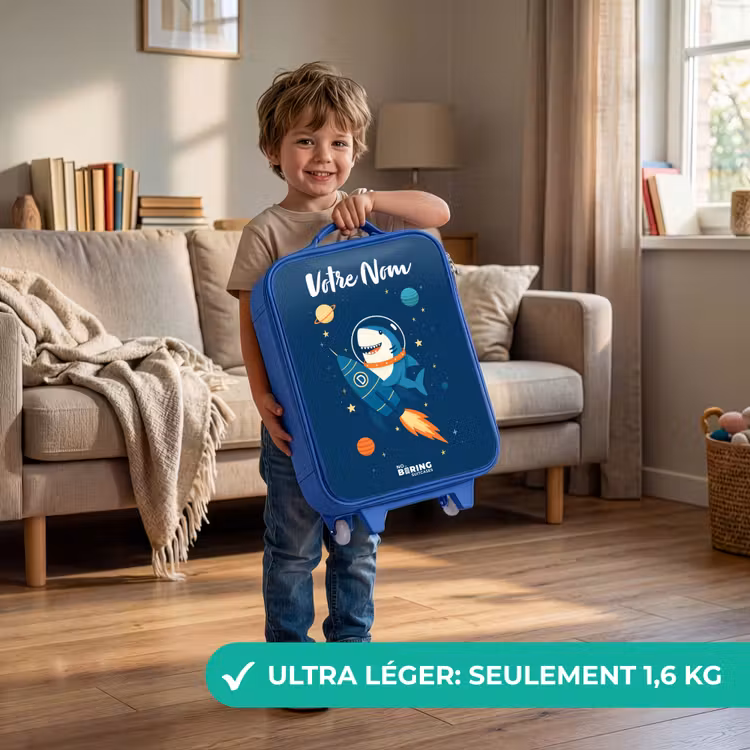 Valise enfant avec nom - Bleu - Animal - Espace - Planète - Fusée — 3
