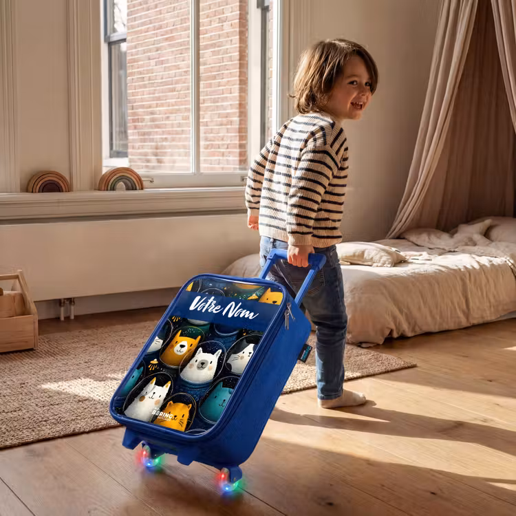 Valise enfant avec nom - Bleu - Animaux - Étoiles - Planètes - Astronaute — 2