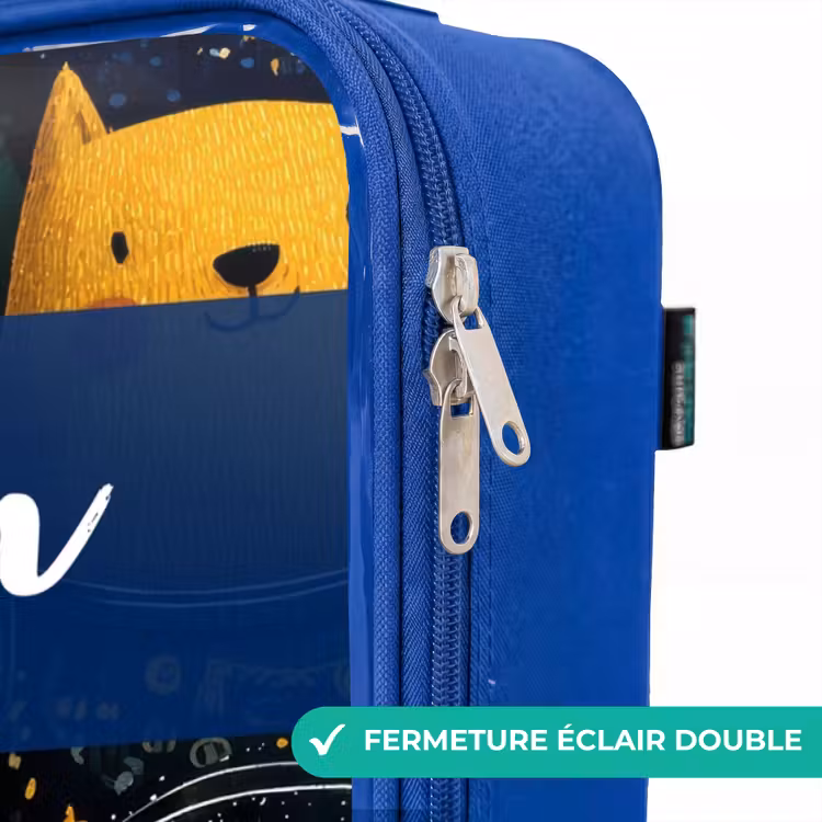 Valise enfant avec nom - Bleu - Animaux - Étoiles - Planètes - Astronaute — 7