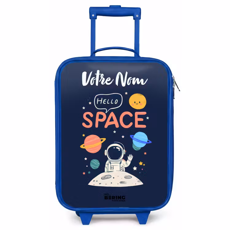 Valise enfant avec nom - Bleu - Astronaute - Citation - Planètes - Étoiles — 1