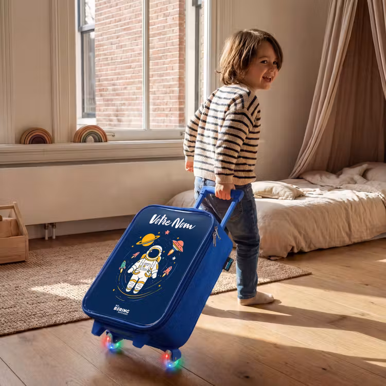 Valise enfant avec nom - Bleu - Astronaute - Planète - Étoiles - Fusée — 2