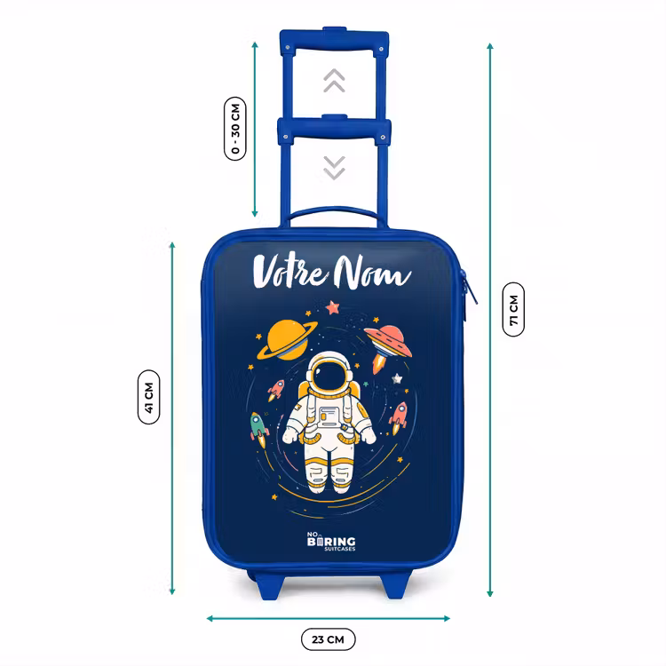 Valise enfant avec nom - Bleu - Astronaute - Planète - Étoiles - Fusée — 6