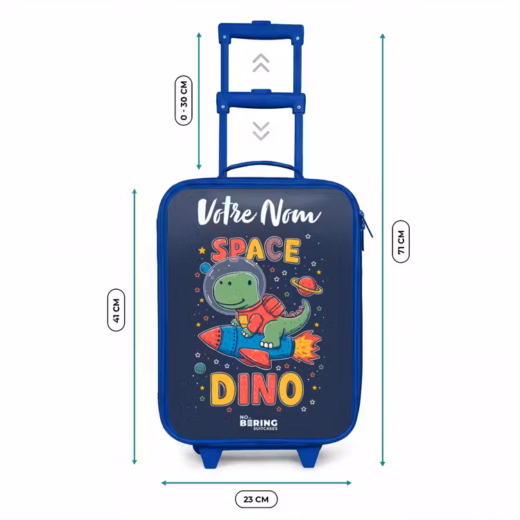 Valise enfant avec nom - Bleu - Dinosaure - Vert - Fusée - Ciel étoilé — 6