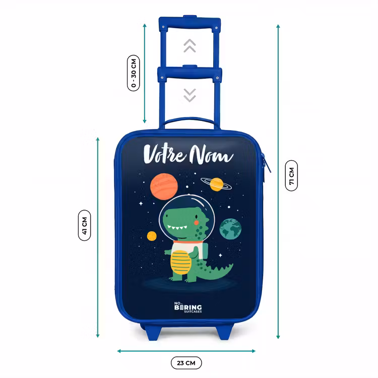 Valise enfant avec nom - Bleu - Espace - Dino - Planètes - Étoiles — 6