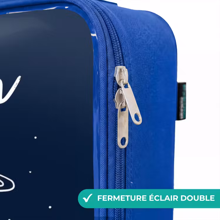 Valise enfant avec nom - Bleu - Espace - Dino - Planètes - Étoiles — 7