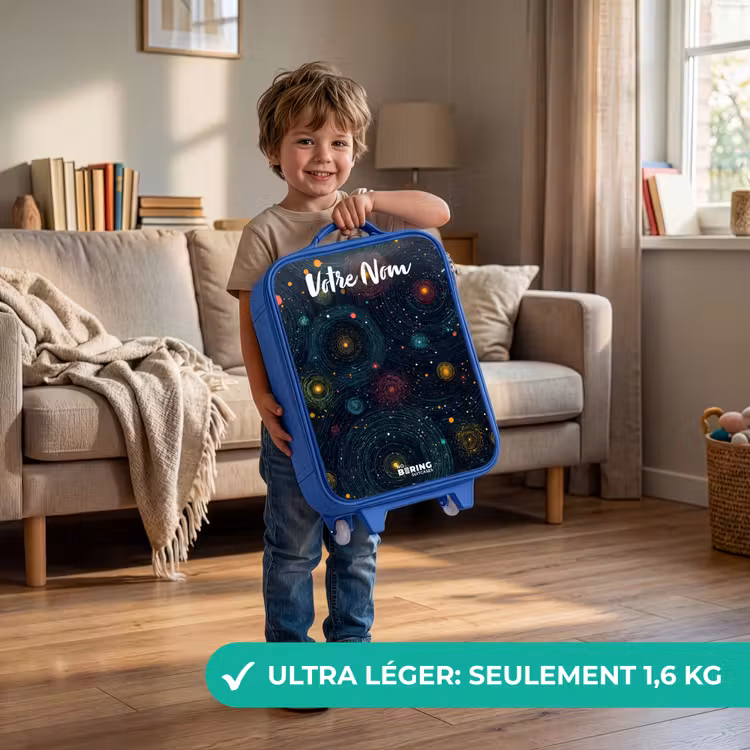 Valise enfant avec nom - Bleu - Étoiles - Planètes - Colorées — 3