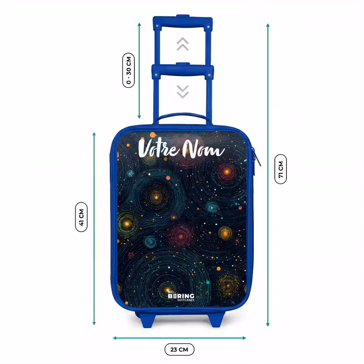 Valise enfant avec nom - Bleu - Étoiles - Planètes - Colorées — 6