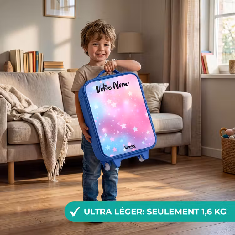 Valise enfant avec nom - Bleu - Étoiles - Rose - Bleu — 3