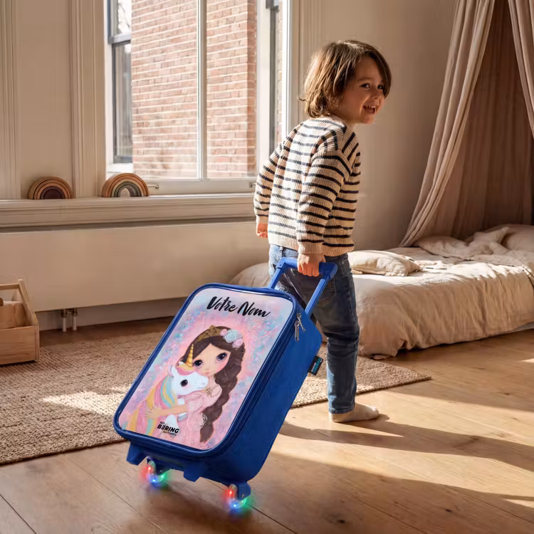 Valise enfant avec nom - Bleu - Fille - Licorne - Paillettes — 2