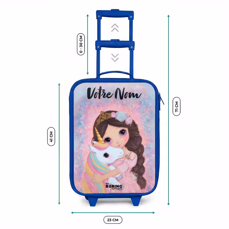 Valise enfant avec nom - Bleu - Fille - Licorne - Paillettes — 6