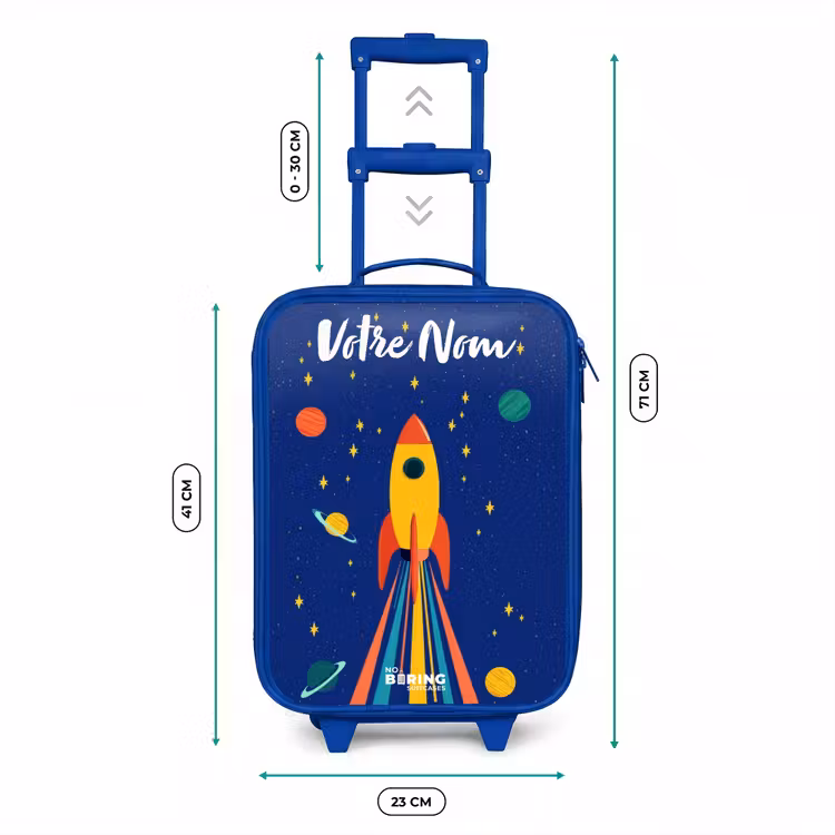 Valise enfant avec nom - Bleu - Fusée - Étoiles - Planète - Espace — 6
