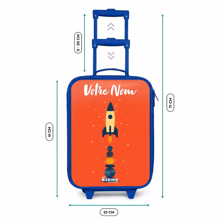 Valise enfant avec nom - Bleu - Fusée - Étoiles - Planètes — 6