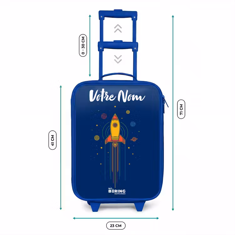Valise enfant avec nom - Bleu - Fusée - Planètes - Étoiles — 6