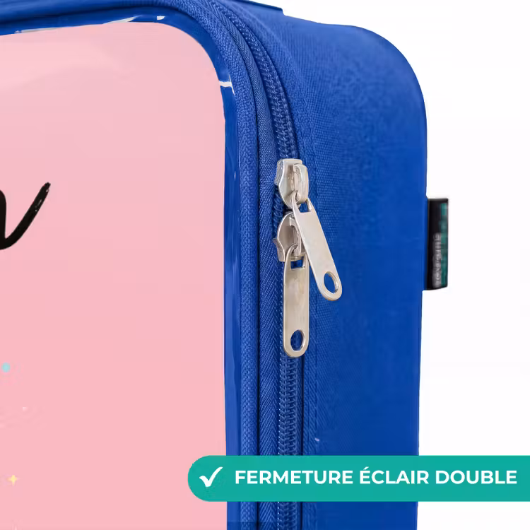 Valise enfant avec nom - Bleu - Licorne - Fleurs - Rose — 7