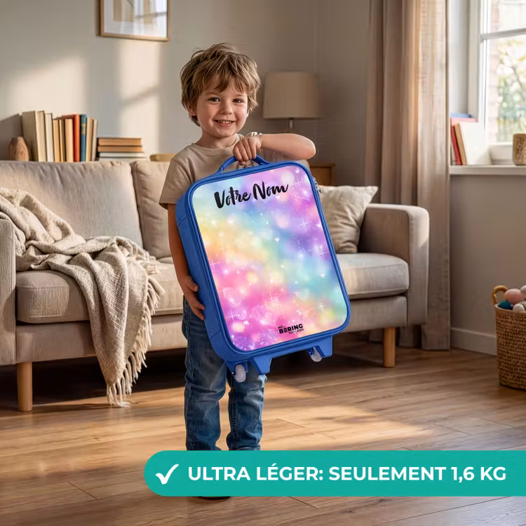 Valise enfant avec nom - Bleu - Lumière - Arc-en-ciel - Coeurs — 3