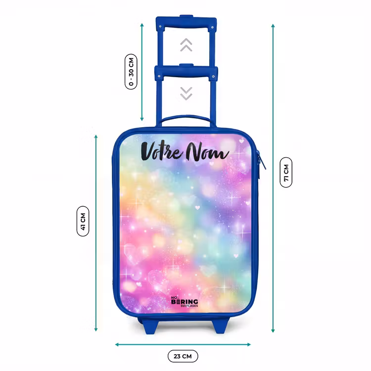 Valise enfant avec nom - Bleu - Lumière - Arc-en-ciel - Coeurs — 6