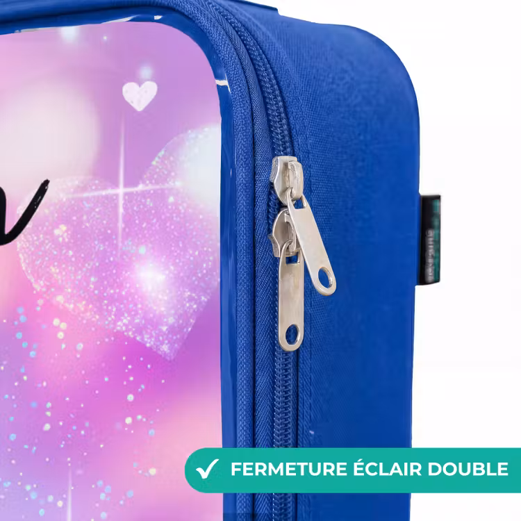 Valise enfant avec nom - Bleu - Lumière - Arc-en-ciel - Coeurs — 7