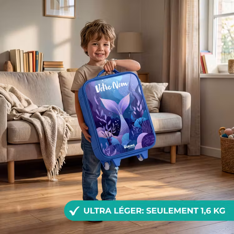 Valise enfant avec nom - Bleu - Sirène - Sous l'eau - Violet - Bleu — 3