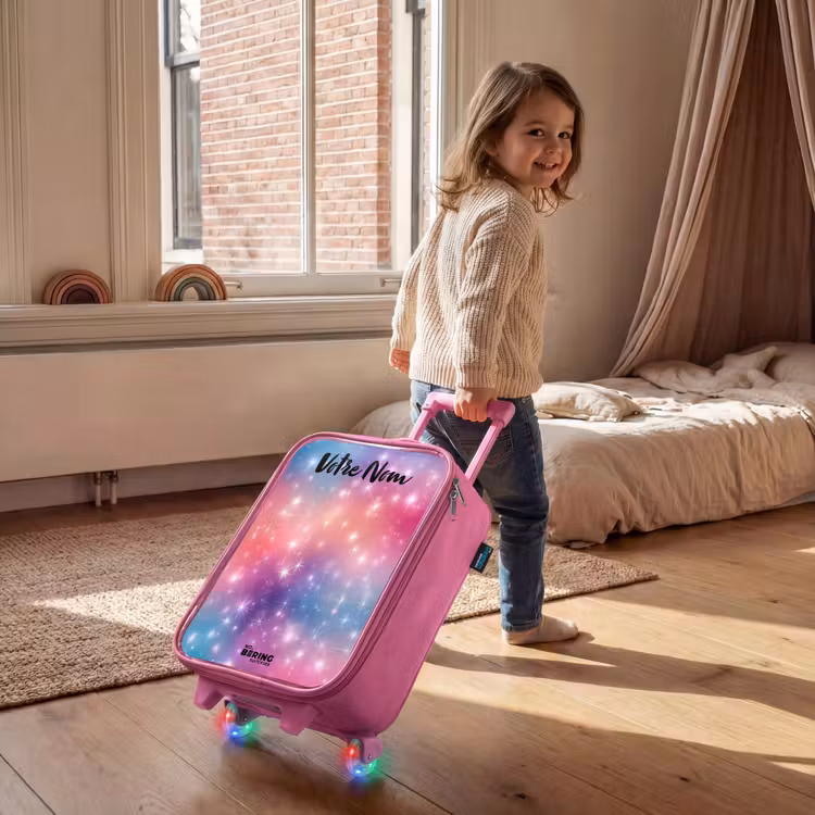 Valise enfant avec nom - Rose - Étoiles - Abstrait - Couleurs — 2