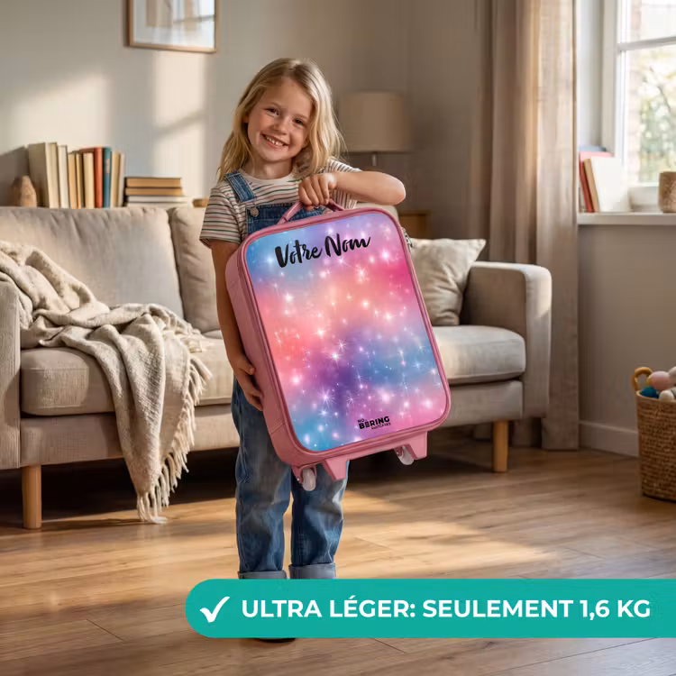 Valise enfant avec nom - Rose - Étoiles - Abstrait - Couleurs — 3