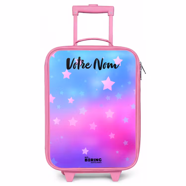 Valise enfant avec nom - Rose - Étoiles - Rose - Bleu — 1
