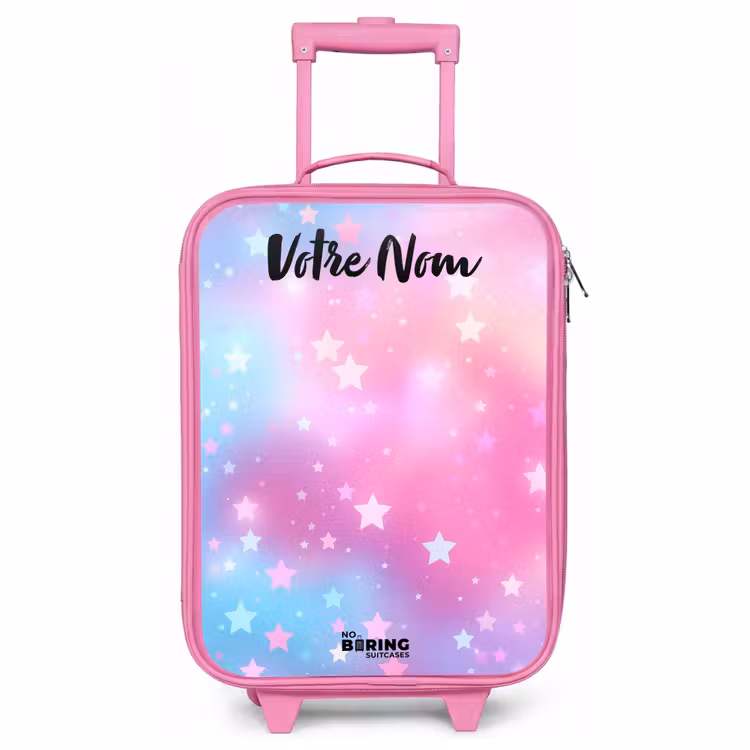 Valise enfant avec nom - Rose - Étoiles - Rose - Bleu — 1