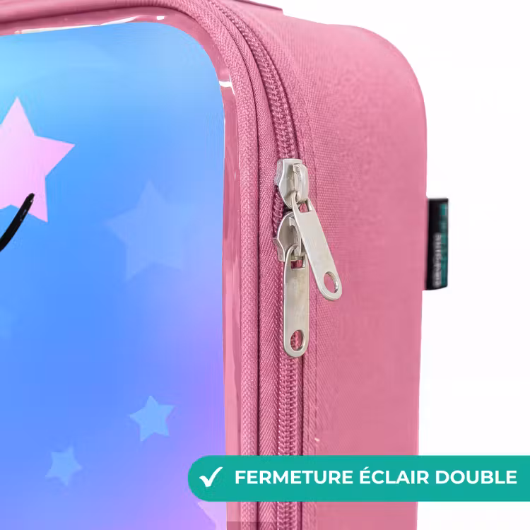 Valise enfant avec nom - Rose - Étoiles - Rose - Bleu — 7