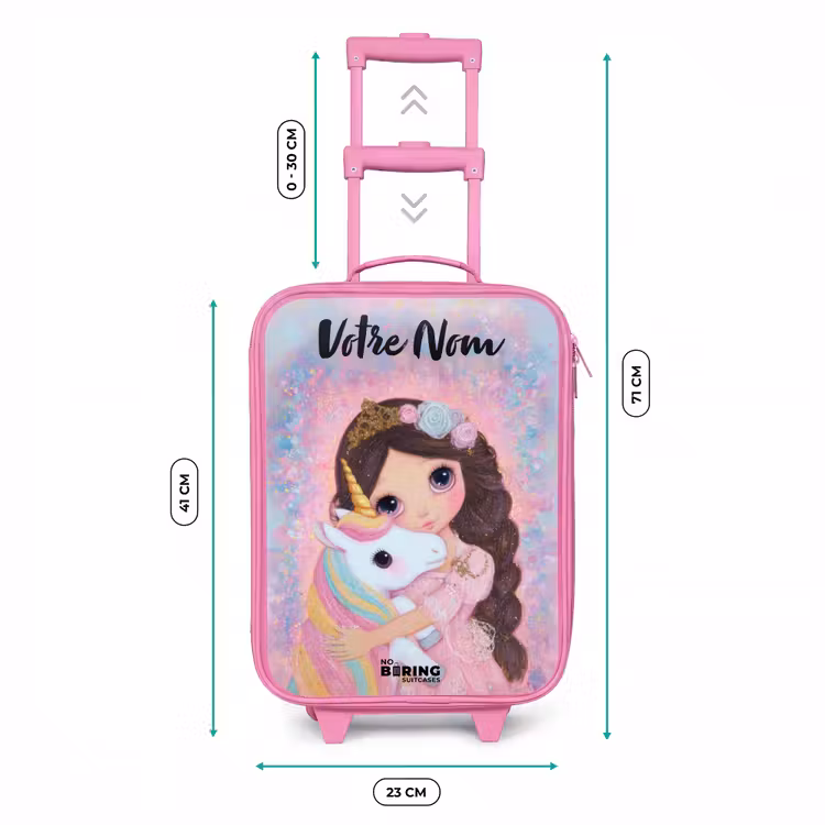 Valise enfant avec nom - Rose - Fille - Licorne - Paillettes — 6