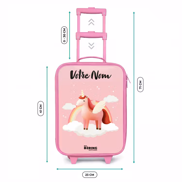 Valise enfant avec nom - Rose - Licorne - Ailes - Rose - Arc-en-ciel — 6