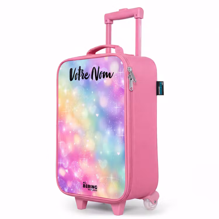 Valise enfant avec nom - Rose - Lumière - Arc-en-ciel - Coeurs — 8