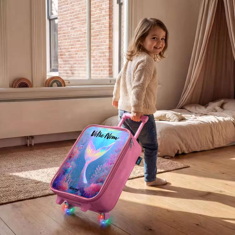 Valise enfant avec nom - Rose - Sirène - Corail - Eau — 2