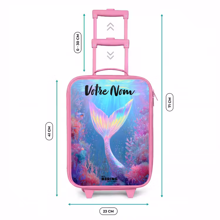 Valise enfant avec nom - Rose - Sirène - Corail - Eau — 6
