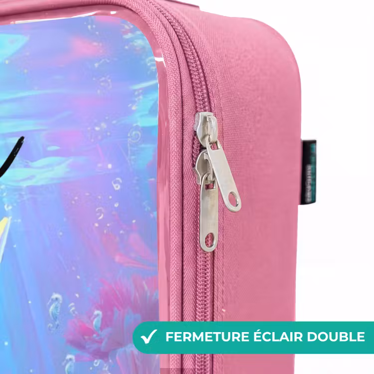 Valise enfant avec nom - Rose - Sirène - Corail - Eau — 7