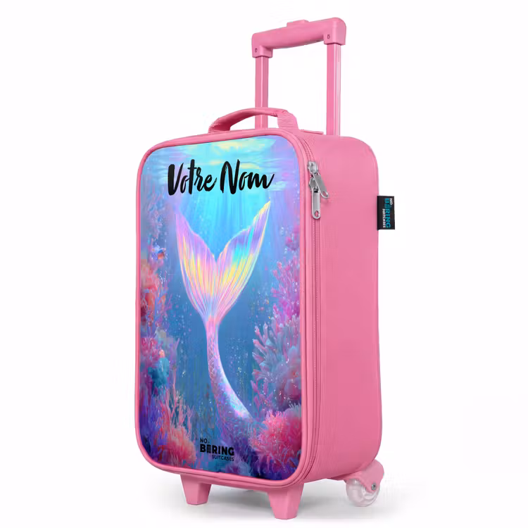 Valise enfant avec nom - Rose - Sirène - Corail - Eau — 8