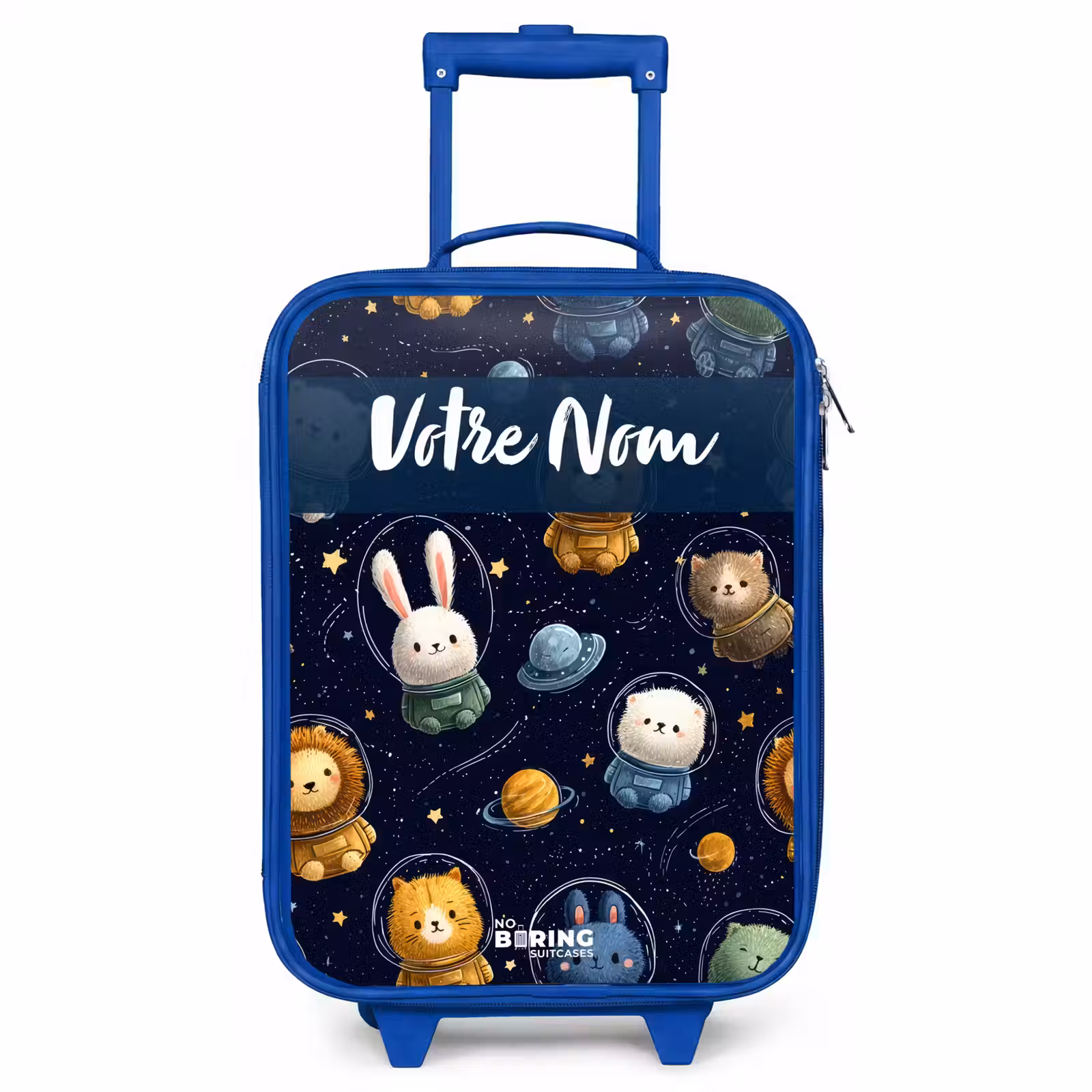 Valise enfant avec nom - Bleu - Animaux - Astronaute - Planètes - Étoiles — 1