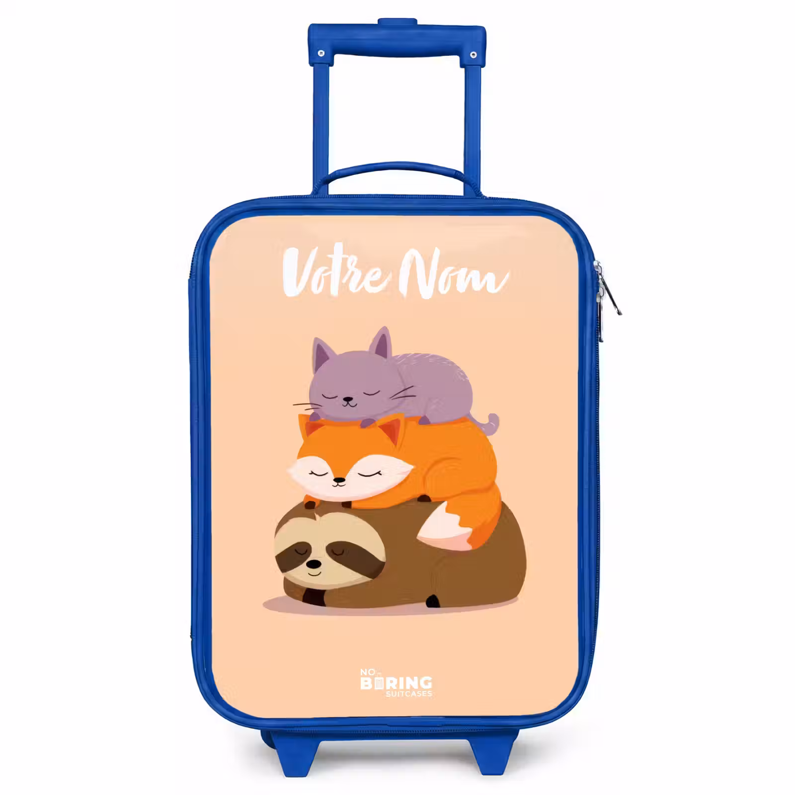Valise enfant avec nom - Bleu - Animaux - Dormir - Ensemble — 1