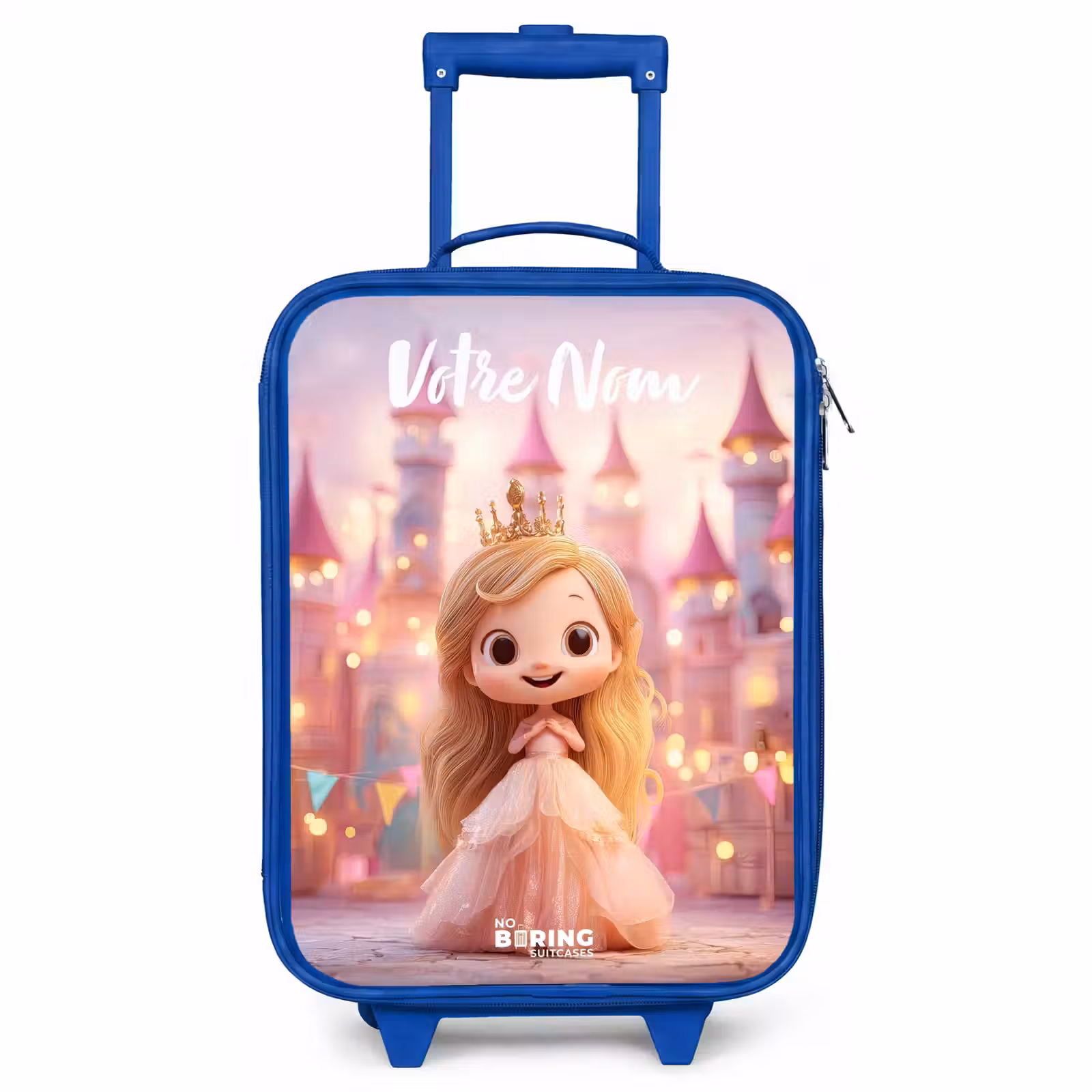 Valise enfant avec nom - Bleu - Princesse - Rose - Château — 1