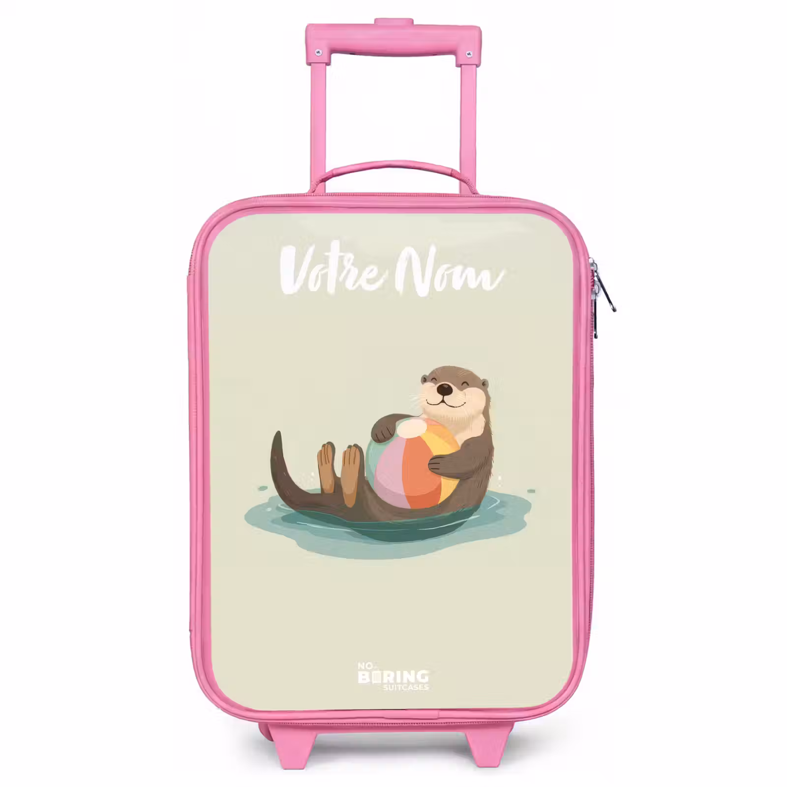 Valise enfant avec nom - Rose - Loutre - Ballon de plage - Eau — 1