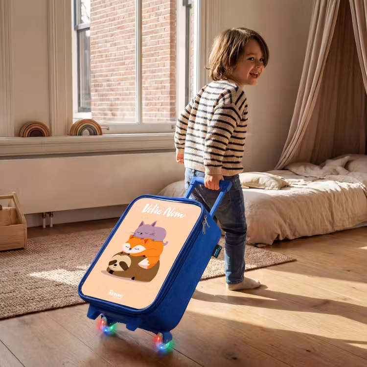 Valise enfant avec nom - Bleu - Animaux - Dormir - Ensemble — 2