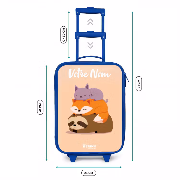 Valise enfant avec nom - Bleu - Animaux - Dormir - Ensemble — 6
