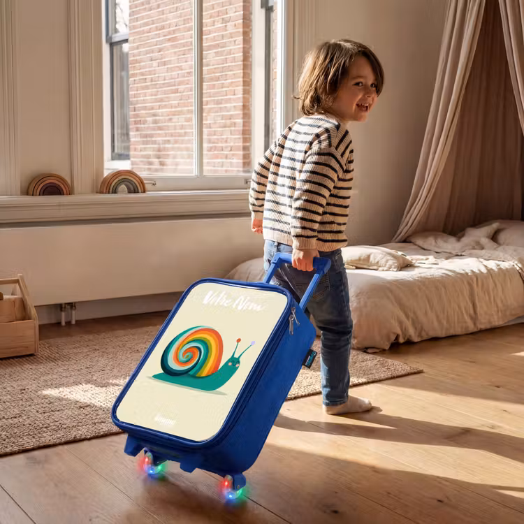 Valise enfant avec nom - Bleu - Escargot - Arc-en-ciel - Coloré — 2