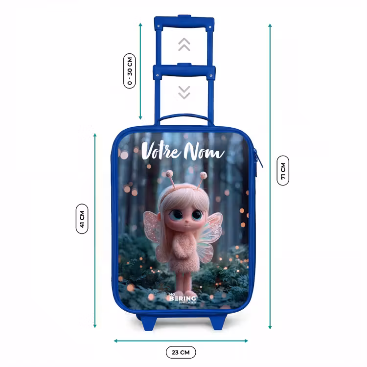 Valise enfant avec nom - Bleu - Fée - Forêt - Paillettes — 6