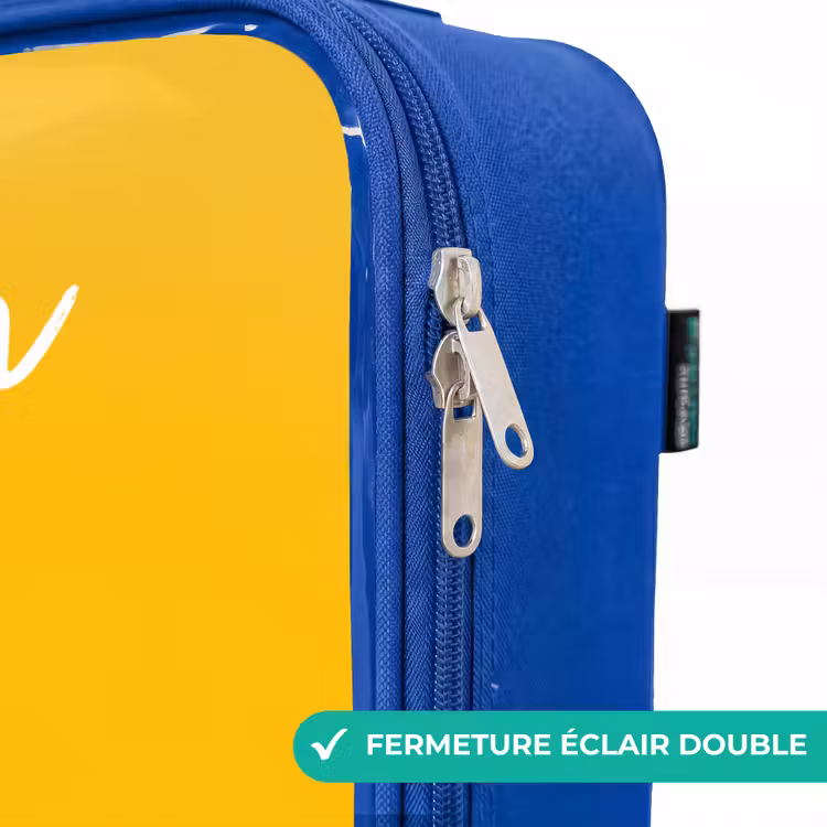 Valise enfant avec nom - Bleu - Hippo - Oiseaux - Jaune — 7