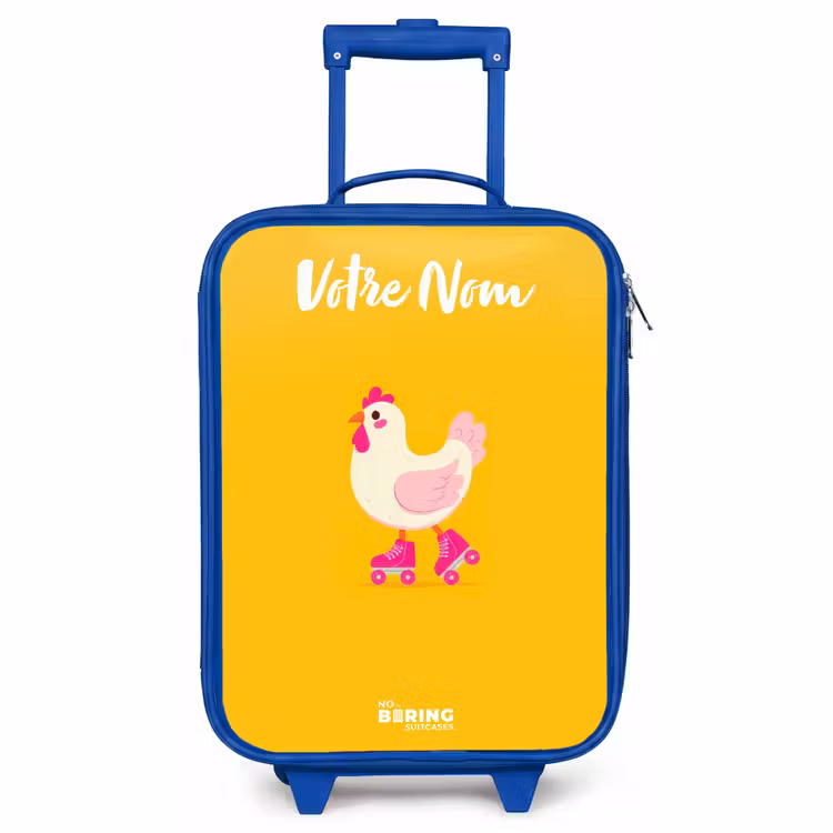 Valise enfant avec nom - Bleu - Kip - Patins à roulettes - Jaune — 1