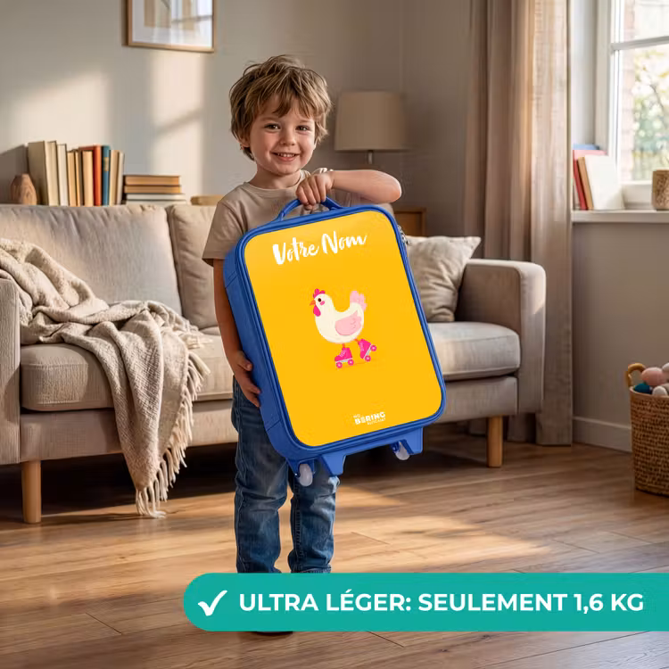 Valise enfant avec nom - Bleu - Kip - Patins à roulettes - Jaune — 3
