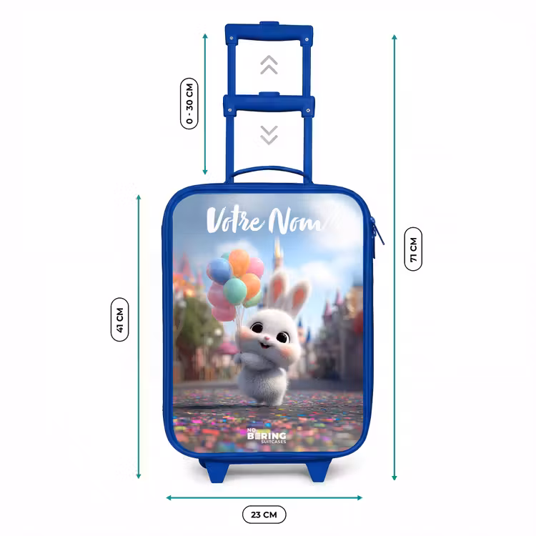 Valise enfant avec nom - Bleu - lapin - Ballons — 6