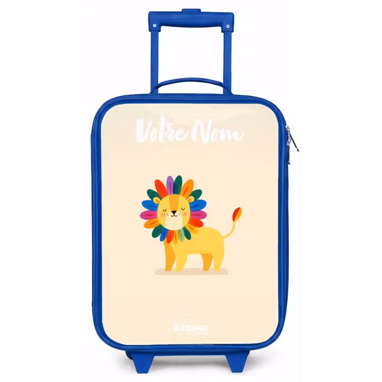 Valise enfant avec nom - Bleu - Lion - Crinière - Colorée — 1