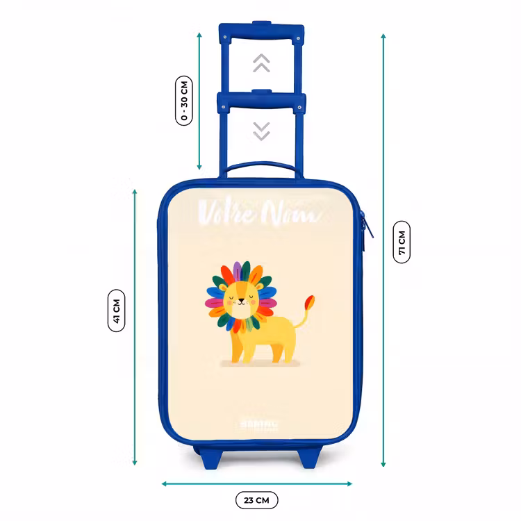 Valise enfant avec nom - Bleu - Lion - Crinière - Colorée — 6