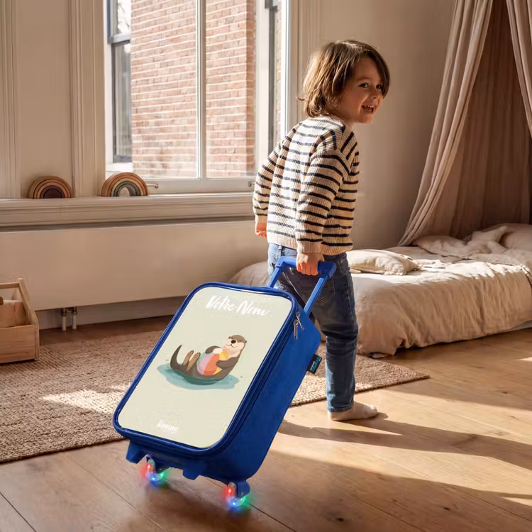 Valise enfant avec nom - Bleu - Loutre - Ballon de plage - Eau — 2