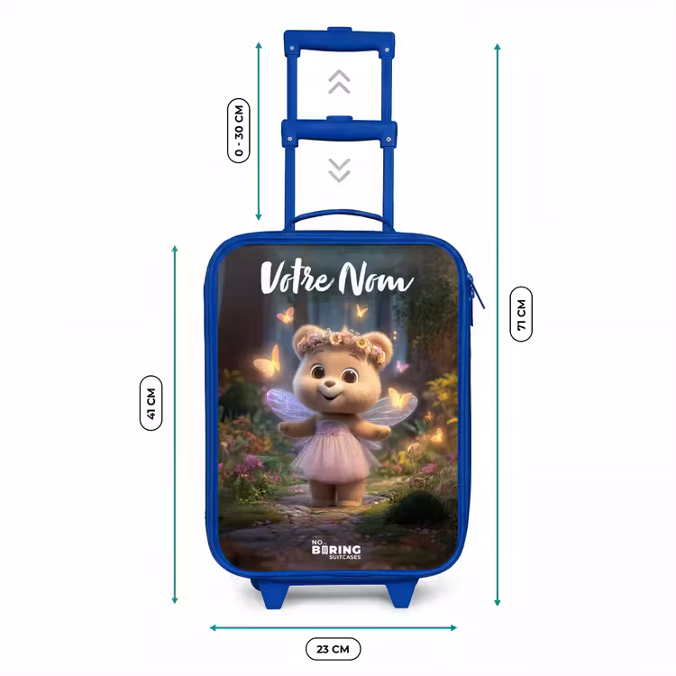 Valise enfant avec nom - Bleu - Ours - Papillons - Forêt - Fée — 6